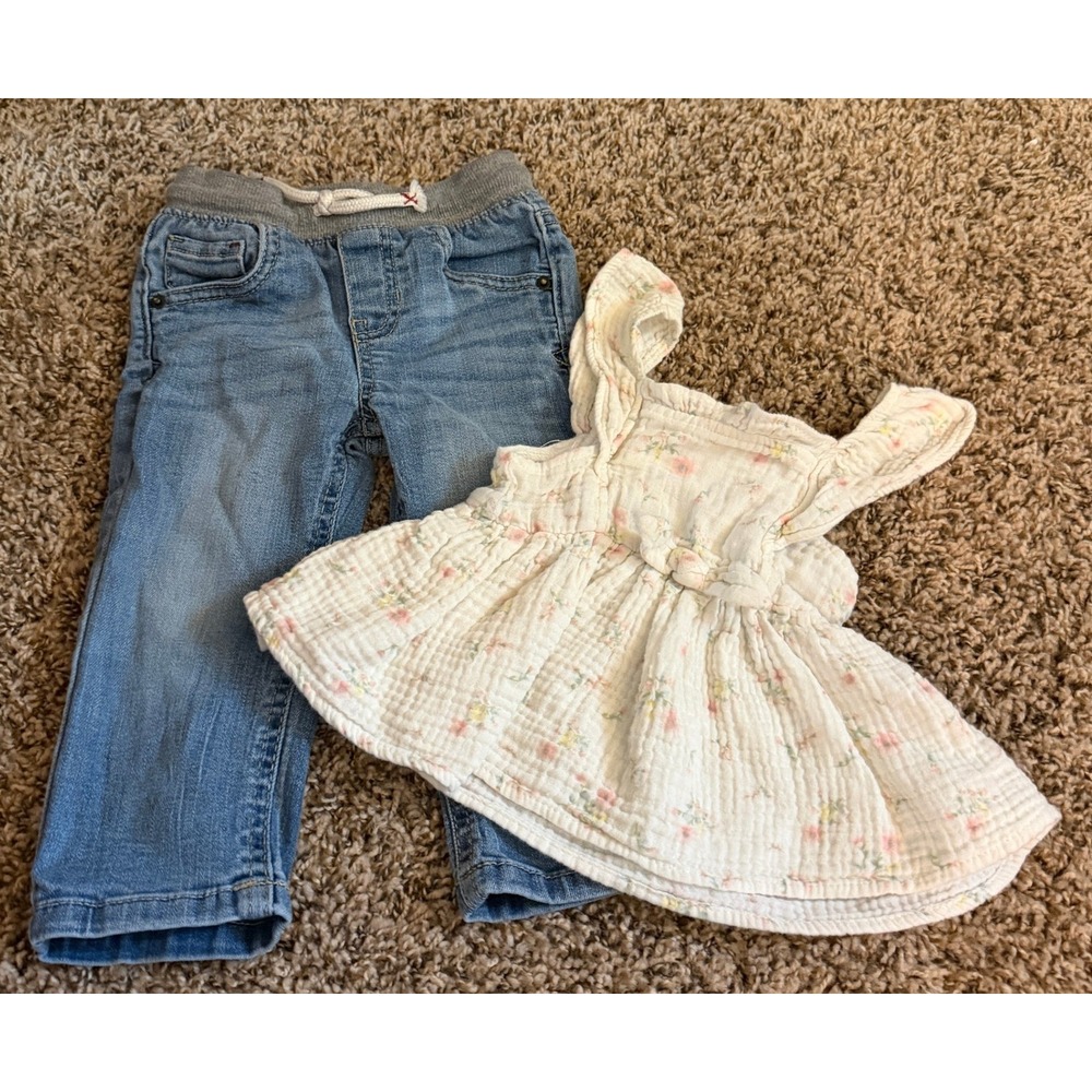 Rylee Faith-Cat & Jack Toddler Girl Sleeveless Blouse & Jeans 18 Months
